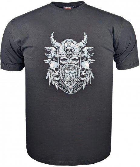 Espionage T441 Viking Skull Print T-Shirt Black - Majice kratkih rukava s printom - 