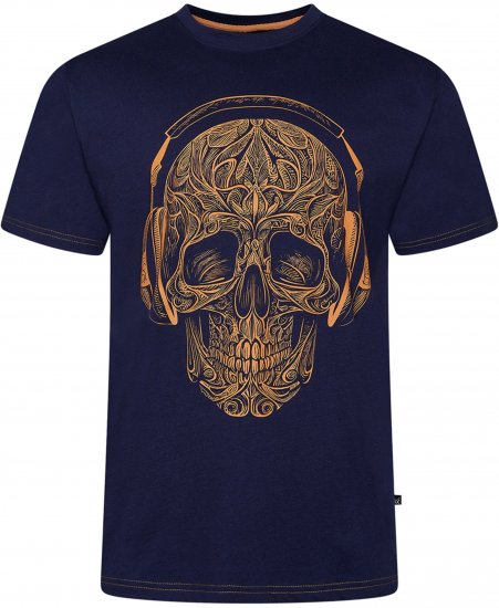Kam Jeans 5795 Skull Printed T-Shirt Navy - Majice kratkih rukava s printom - 