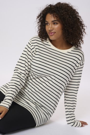 Kaffe Curve Winni Dugih rukava Majica Antikno bijela/Crna pruga - Majice - 