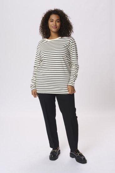 Kaffe Curve Winni Dugih rukava Majica Antikno bijela/Crna pruga - Majice - 
