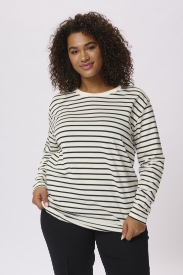 Kaffe Curve Winni Dugih rukava Majica Antikno bijela/Crna pruga - Majice - 