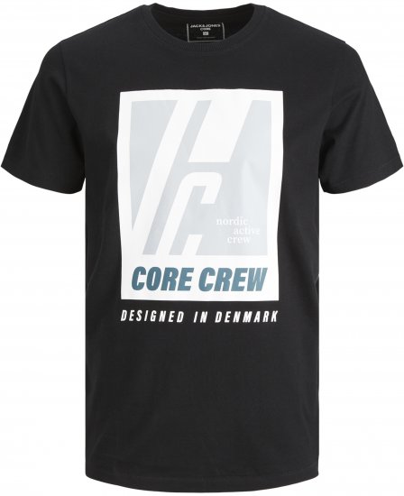 Jack & Jones Spring Logo T-Shirt Black - Majice Kratkih Rukava - Muške Majice Kratkih Rukava Veliki Brojevi 