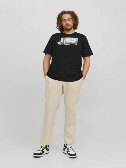 Jack & Jones Logan T-Shirt Black - Majice Kratkih Rukava - Muške Majice Kratkih Rukava Veliki Brojevi 