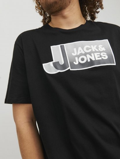 Jack & Jones Logan T-Shirt Black - Majice Kratkih Rukava - Muške Majice Kratkih Rukava Veliki Brojevi 