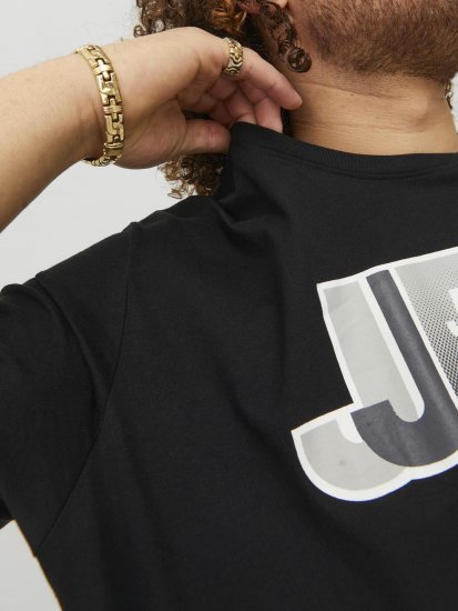 Jack & Jones Logan T-Shirt Black - Majice Kratkih Rukava - Muške Majice Kratkih Rukava Veliki Brojevi 