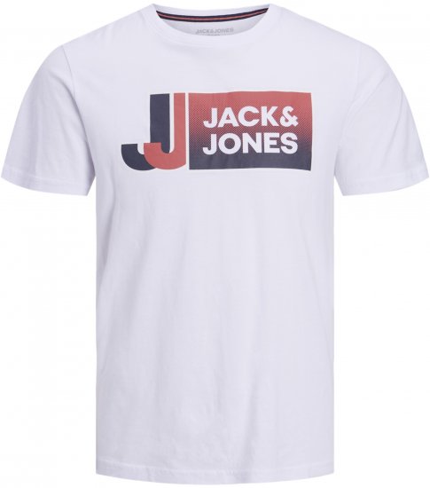 Jack & Jones Logan T-Shirt White - Majice Kratkih Rukava - Muške Majice Kratkih Rukava Veliki Brojevi 