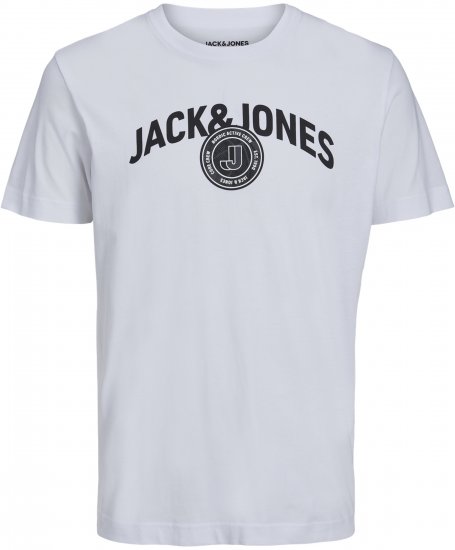 Jack & Jones Ounce Logo T-Shirt White - Majice Kratkih Rukava - Muške Majice Kratkih Rukava Veliki Brojevi 