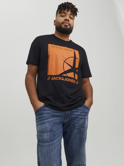 Jack & Jones Conrad T-Shirt Black - Majice Kratkih Rukava - Muške Majice Kratkih Rukava Veliki Brojevi 