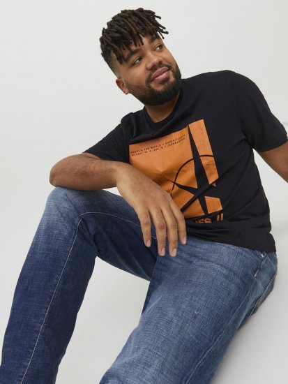 Jack & Jones Conrad T-Shirt Black - Majice Kratkih Rukava - Muške Majice Kratkih Rukava Veliki Brojevi 