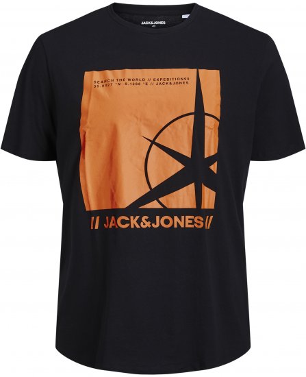 Jack & Jones Conrad T-Shirt Black - Majice Kratkih Rukava - Muške Majice Kratkih Rukava Veliki Brojevi 