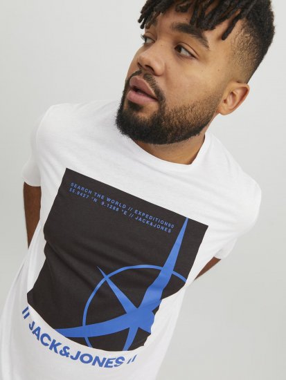 Jack & Jones Conrad T-Shirt White - Majice Kratkih Rukava - Muške Majice Kratkih Rukava Veliki Brojevi 