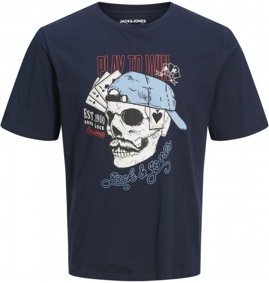 Jack & Jones Roxbury T-Shirt Navy - Majice Kratkih Rukava - Muške Majice Kratkih Rukava Veliki Brojevi 