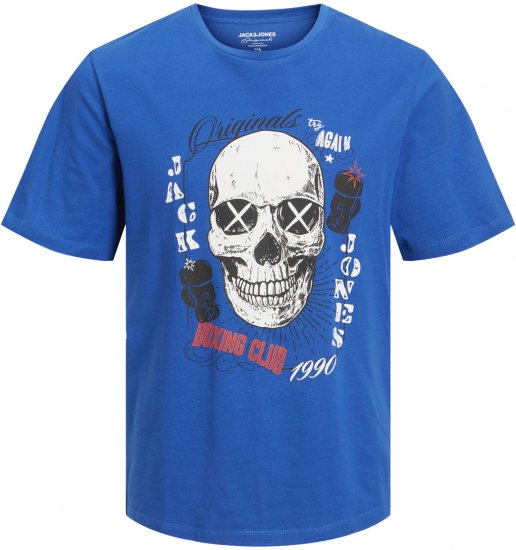Jack & Jones Roxbury T-Shirt Blue - Majice Kratkih Rukava - Muške Majice Kratkih Rukava Veliki Brojevi 