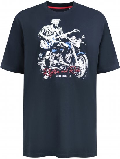 D555 Derby T-Shirt Rhythm and Rides Navy - Majice Kratkih Rukava - Muške Majice Kratkih Rukava Veliki Brojevi 