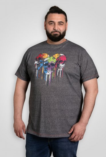 D555 Coalville T-Shirt Skulls with Colored Drips Navy Twist - Majice Kratkih Rukava - Muške Majice Kratkih Rukava Veliki Brojevi 