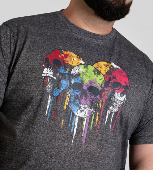 D555 Coalville T-Shirt Skulls with Colored Drips Navy Twist - Majice Kratkih Rukava - Muške Majice Kratkih Rukava Veliki Brojevi 