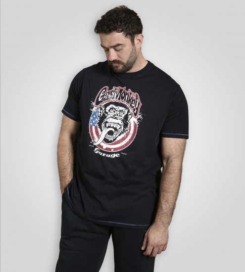 D555 Birkenhead T-Shirt Gas Monkey Garage Navy - Majice Kratkih Rukava - Muške Majice Kratkih Rukava Veliki Brojevi 