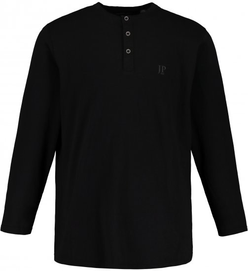 JP1880 Henley T-Shirt Long Sleeve Black TALL - MUŠKA ODJEĆA MT-6XLT - Odjeća za Visoke Muškarce