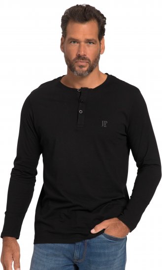 JP1880 Henley T-Shirt Long Sleeve Black TALL - MUŠKA ODJEĆA MT-6XLT - Odjeća za Visoke Muškarce