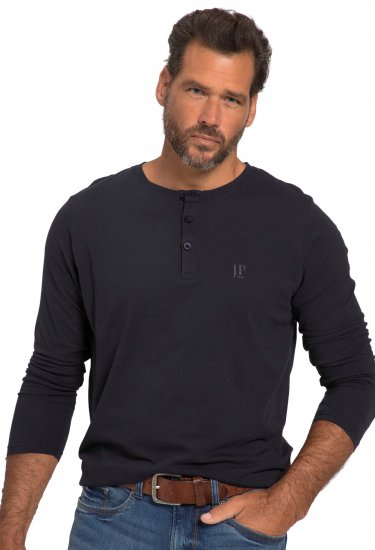 JP1880 Henley T-Shirt Long Sleeve Dark Navy TALL - MUŠKA ODJEĆA MT-6XLT - Odjeća za Visoke Muškarce