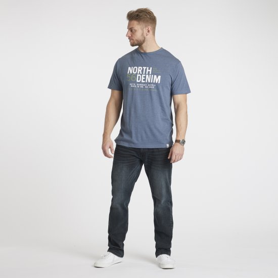 North Latitude Denim Printed T-Shirt Blue Melange TALL - TALL T-shirts - Majice za Visoke Muškarce