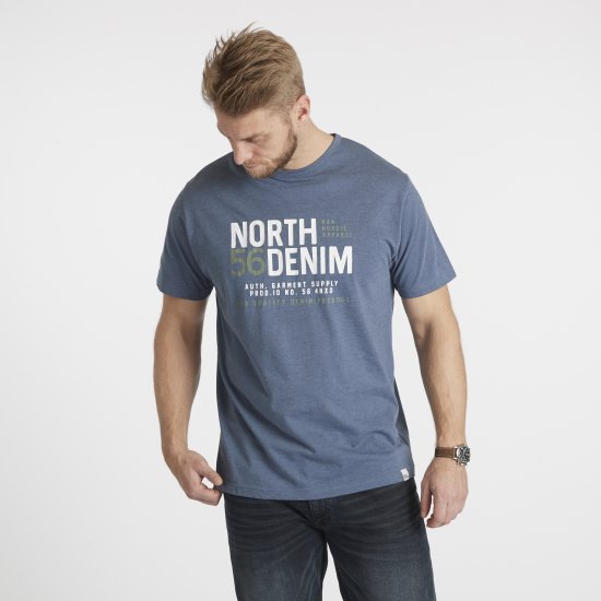 North Latitude Denim Printed T-Shirt Blue Melange TALL - TALL T-shirts - Majice za Visoke Muškarce