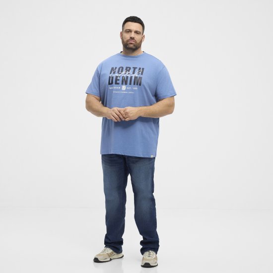 North Latitude Denim Printed Logo T-Shirt Dusty Blue TALL - TALL T-shirts - Majice za Visoke Muškarce