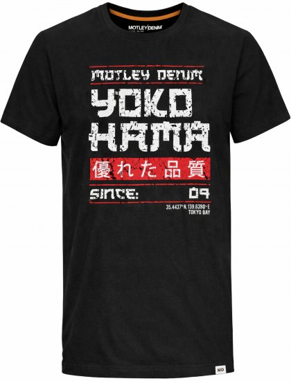 Motley Denim Swindon T-shirt Black - Majice Kratkih Rukava - Muške Majice Kratkih Rukava Veliki Brojevi 