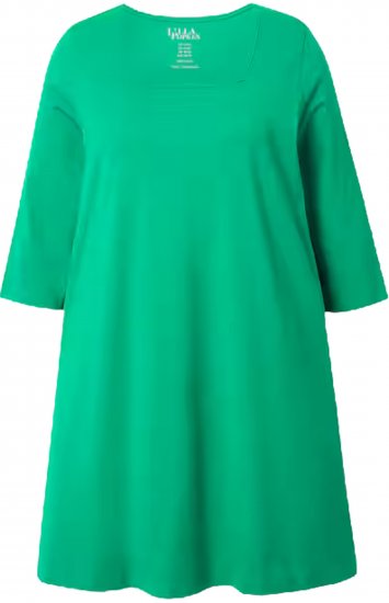 Ulla Popken Square Neckline Knit Swing A-line Pocket Tunic Moss Green - Tiskana majica za žene - 