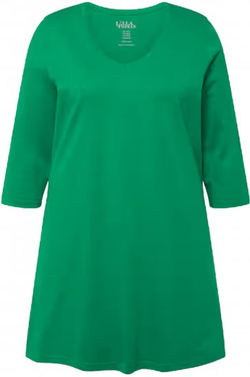Ulla Popken V-Neck Swing A-line Hem Cotton Knit Tunic Emerald Green - Majice - 