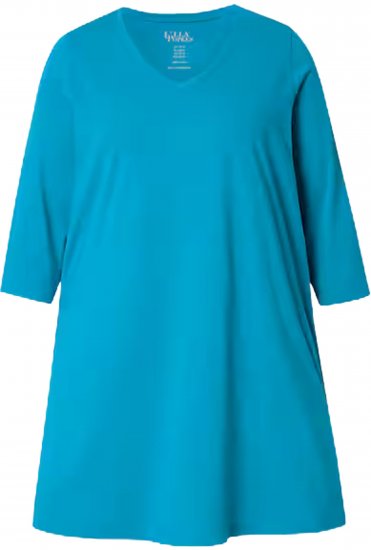Ulla Popken V-Neck Swing A-line Hem Cotton Knit Tunic Cerulean - Majice - 
