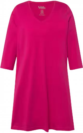 Ulla Popken V-Neck Swing A-line Hem Cotton Knit Tunic Fuchsia Pink - Majice - 