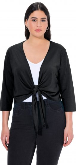 Ulla Popken Versatile Surplice Wrap Tie Hem Bolero Top Black - Majice - 