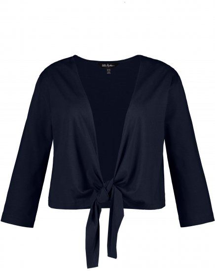Ulla Popken Versatile Surplice Wrap Tie Hem Bolero Top Navy - Majice - 
