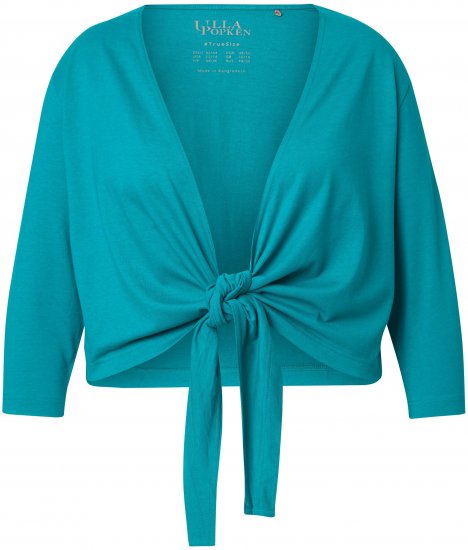 Ulla Popken Versatile Surplice Wrap Tie Hem Bolero Top Teal - Majice - 