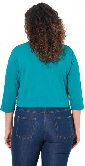 Ulla Popken Versatile Surplice Wrap Tie Hem Bolero Top Teal - Majice - 
