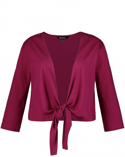 Ulla Popken Versatile Surplice Wrap Tie Hem Bolero Top Magnolia Red - Majice - 