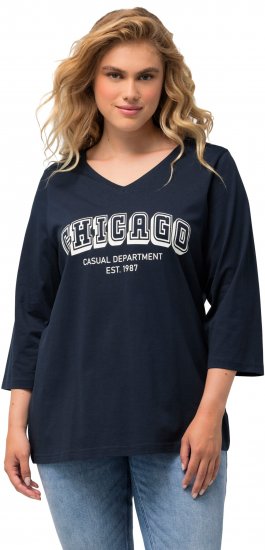 Ulla Popken City Name Graphic Tee Navy - Tiskana majica za žene - 