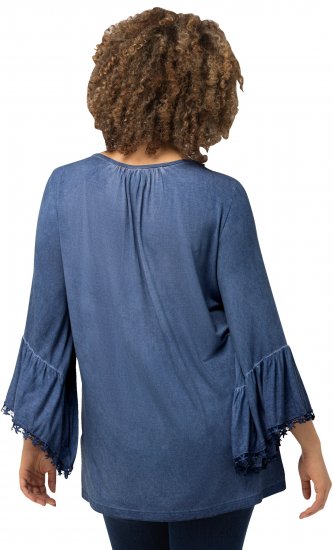Ulla Popken Trumpet Sleeve Cold Dyed Tee Dove Blue - Tiskana majica za žene - 