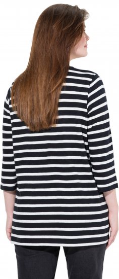 Ulla Popken Striped 3/4 Sleeve A-Line Tee Black - Majice - 