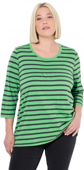 Ulla Popken Striped 3/4 Sleeve A-Line Tee Apple Green - Majice - 