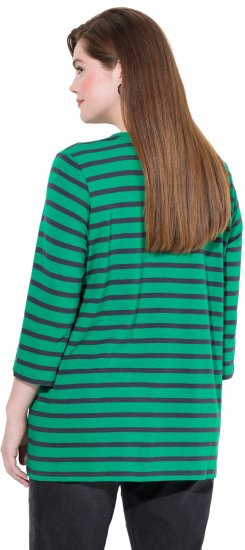 Ulla Popken Striped 3/4 Sleeve A-Line Tee Moss Green - Majice - 