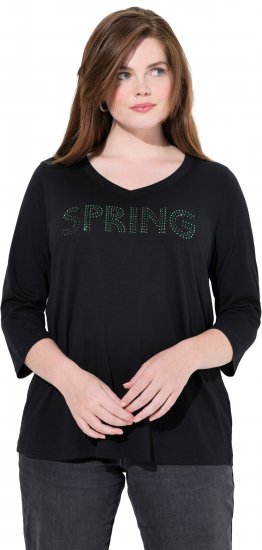 Ulla Popken SPRING Studded 3/4 Sleeve Tee Black - Majice - 
