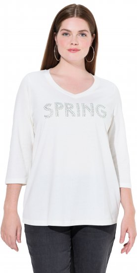 Ulla Popken SPRING Studded 3/4 Sleeve Tee Off-White - Majice - 