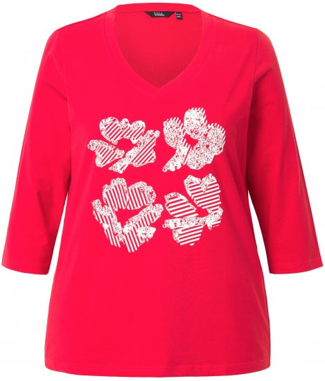 Ulla Popken Floral Graphic V-Neck Tee Lychee - Tiskana majica za žene - 