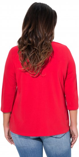 Ulla Popken Floral Graphic V-Neck Tee Lychee - Tiskana majica za žene - 