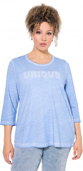 Ulla Popken UNIQUE Embroidered 3/4 Sleeve Tee Light Blue - Majice - 