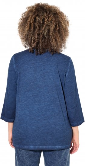 Ulla Popken UNIQUE Embroidered 3/4 Sleeve Tee Ink Blue - Majice - 