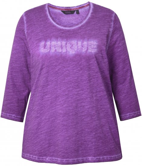 Ulla Popken UNIQUE Embroidered 3/4 Sleeve Tee Purple - Majice - 