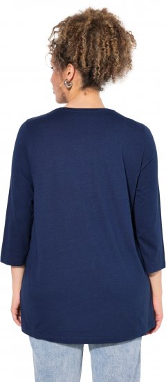 Ulla Popken Casual Mood Floral V-Neck Tee Navy - Majice - 